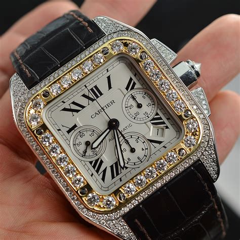 cartier diamond watch mens|cartier diamond watch men's gold.